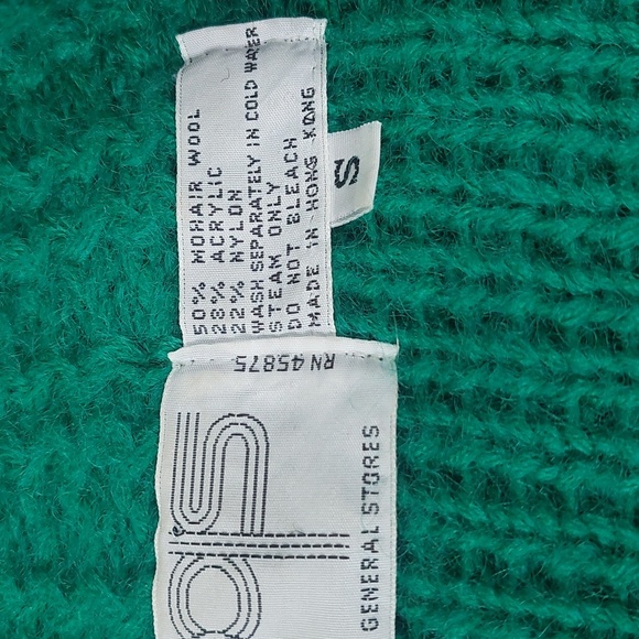 PGS Vintage Wool Blend Kelly Green Cardigan Sweater Size Small - Picture 8 of 8